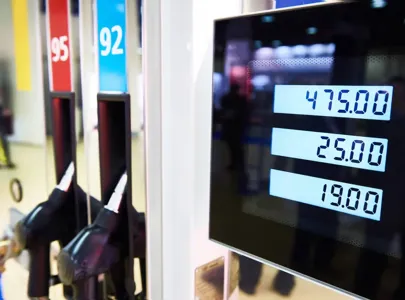 Fuel pumps with digital price display.