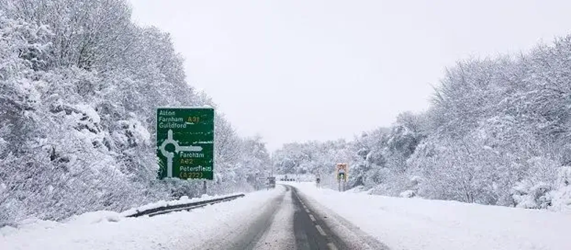 Motorway covered in snow