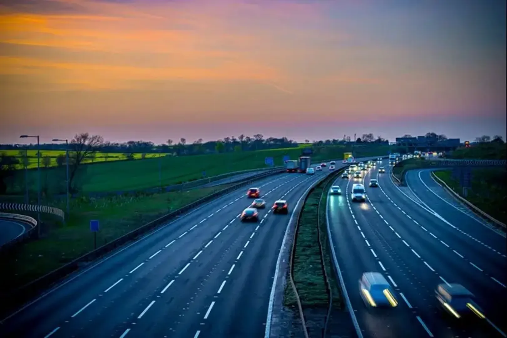 Motorway at sunset