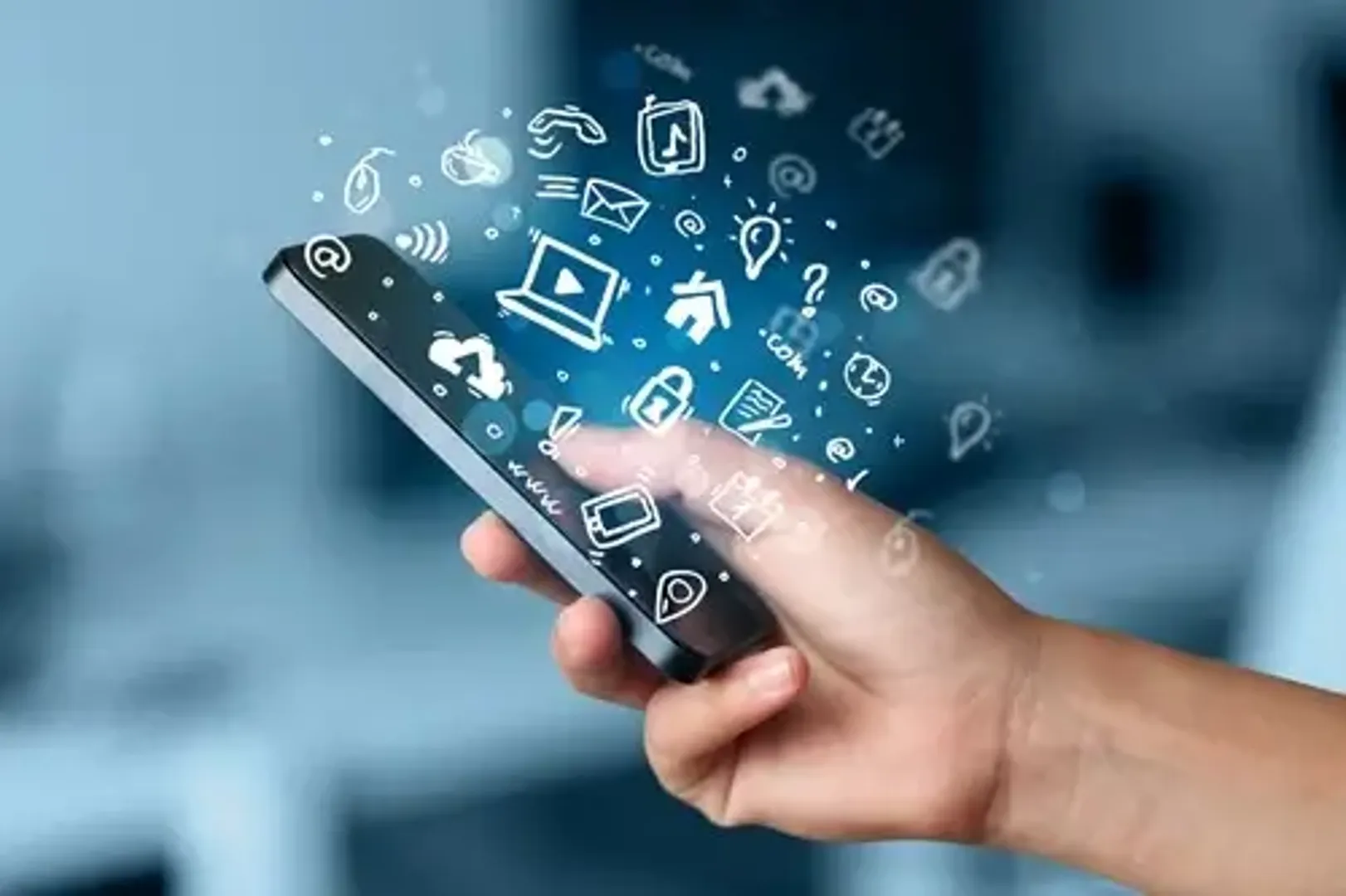 Phone with app symbols