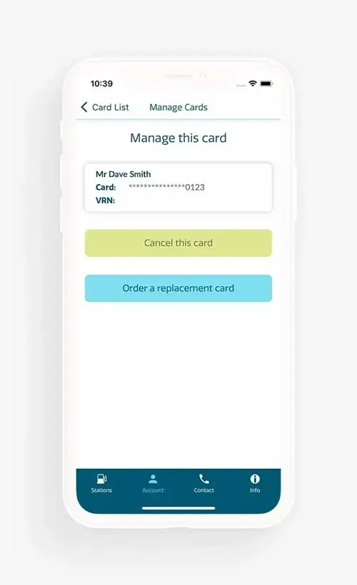 Mobile app design for a card management app: sleek interface with intuitive navigation and customizable features.
