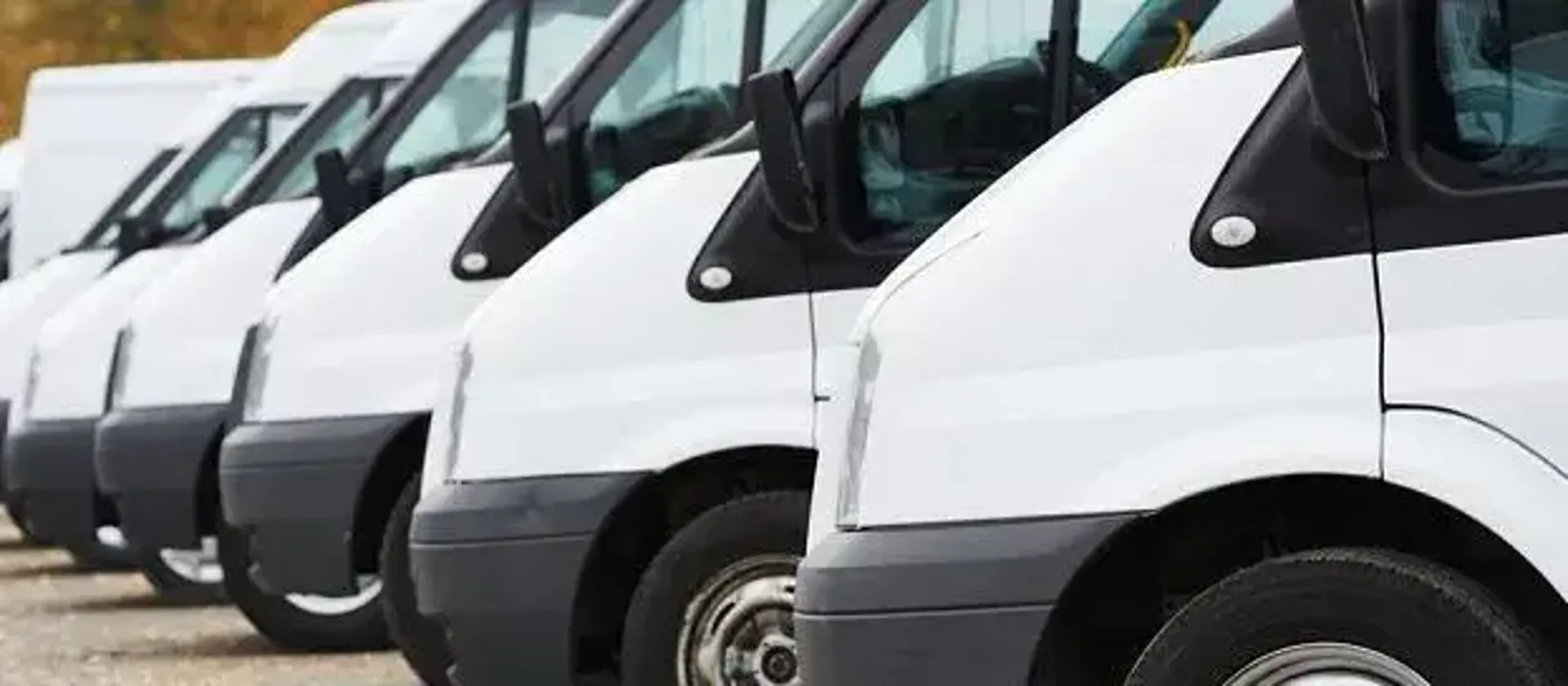 White vans lines up